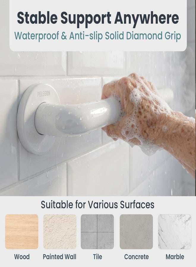 PELEGON Grab Bars for Shower 2-Pack 16 Inch - Stainless Steel Shower Grab Bars for Seniors - Bathroom Safety Handle Non-Slip Grip Rust Resistant Wall Mounted Support Bar for Bathtub Shower - White - Image 4
