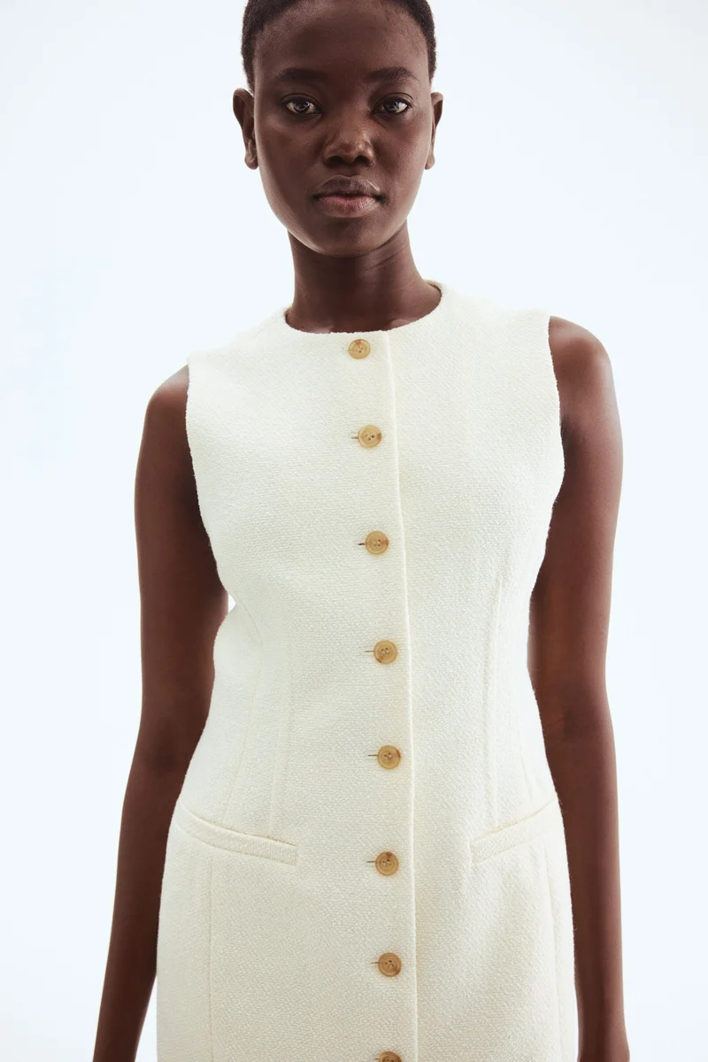 H&M Long button-front bouclé dress