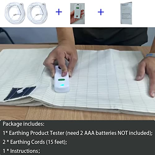 HUNAIGEE Grounding Continuity Tester Kit with 2 x 15ft Grounding Cords for Grounded Sheets Use to Test Effectiveness of Earth Connected Products Mats,Pads,Wrist Bands,Blankets,Pillow Case - Image 5