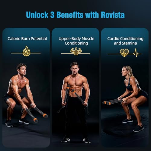 Rovista 2 PCS Weighted Cordless Battle Ropes - Adjustable Resistance and Portable Ropeless Battle Ropes with Non Slip Handle - Low-Noise Exercise Rope for Instant Effective Workouts Anytime (Black) - Image 2
