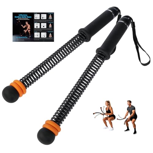 Rovista 2 PCS Weighted Cordless Battle Ropes - Adjustable Resistance and Portable Ropeless Battle Ropes with Non Slip Handle - Low-Noise Exercise Rope for Instant Effective Workouts Anytime (Black) - Image 1