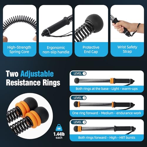Rovista 2 PCS Weighted Cordless Battle Ropes - Adjustable Resistance and Portable Ropeless Battle Ropes with Non Slip Handle - Low-Noise Exercise Rope for Instant Effective Workouts Anytime (Black) - Image 4