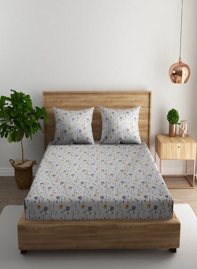 RISHAHOME 3-Piece 180 TC Printed Cotton Bedsheet Set Queen Size – Premium Collection with 2 pillow cases - Image 1