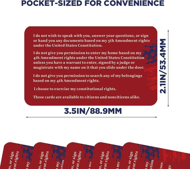 CDXHOME 50 PCS Know Your Rights Immigration Red Card - English & Spanish Constitutional Rights Reminder for Immigration Encounters - Pocket-Sized Legal Protection Cards - Image 3