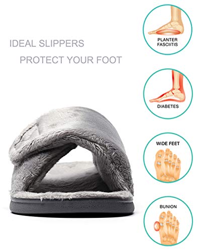 SOLLBEAM Women's Plantar Fasciitis Fuzzy House Orthopedic Adjustable Slippers With Arch Support Orthotic Heel Cup Sandals For Ladies - Image 4