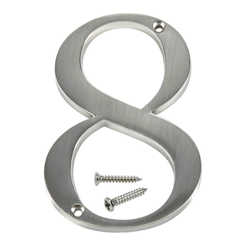 Hillman Distinctions by Hillman 843328 4-Inch Brushed Nickel Flush-Mount House Number 8, 1 Count (Pack of 1) - Image 2