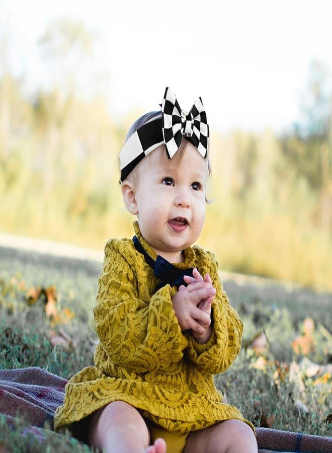 Sdopbinbin Checkered Baby Bow Headband for Infant Newborn Bow Hair Band for Baby Toddler Girls Bowknot Head Band Black And White Hair Band Headwear for Baby Girls Checkered Hair Accessories for Kids - Image 5