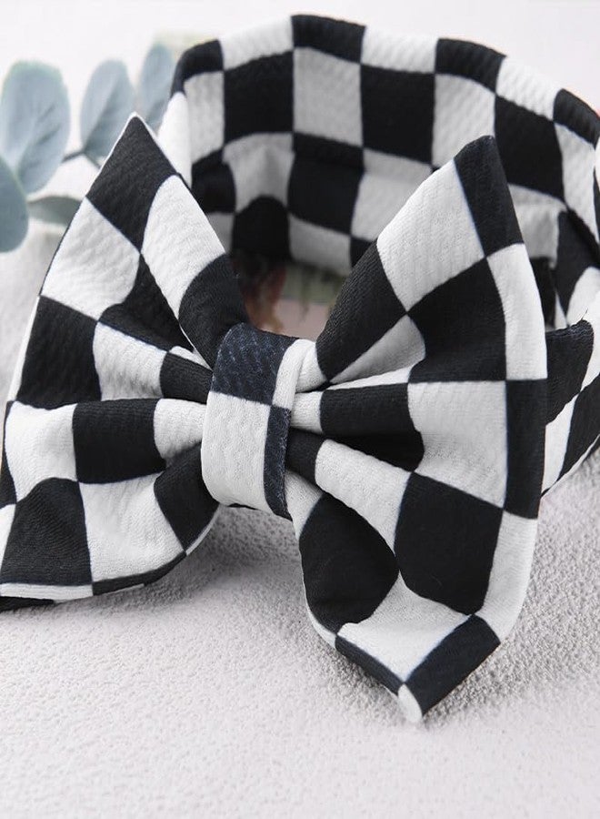 Sdopbinbin Checkered Baby Bow Headband for Infant Newborn Bow Hair Band for Baby Toddler Girls Bowknot Head Band Black And White Hair Band Headwear for Baby Girls Checkered Hair Accessories for Kids - Image 4