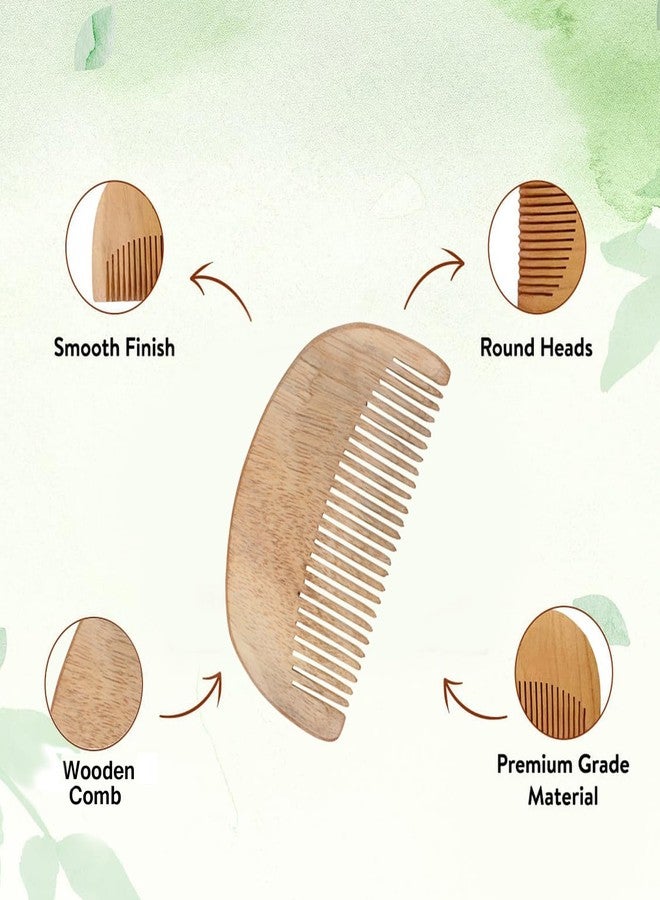 KAVIN Wood Fine Tooth Beard Comb | Anti-Static Hair Care Wooden Comb For Women And Men Use Hair And Beard Styling Tools (Multi-function Comb)- 1 Pcs - Image 5