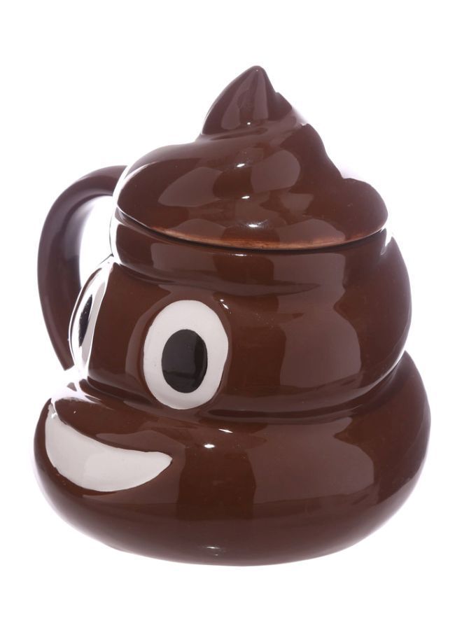 نيبمينينت كوب بشكل رمز تعبيري للشوكولاتة مزود بغطاء البني/الأبيض 300مل - Image 3