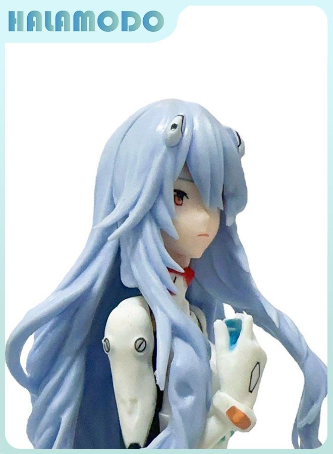 Evangelion Standing in an Elegant Pose with Flowing Long Hair, Battle - Stance Rei Ayanami 22cm Action Figure Desk Decoration Gift