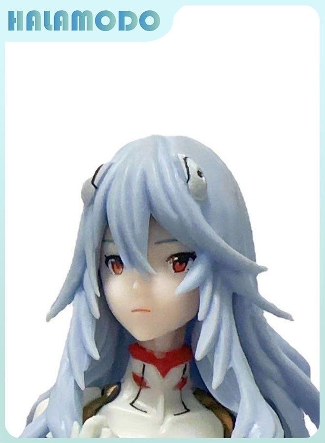 Evangelion Standing in an Elegant Pose with Flowing Long Hair, Battle - Stance Rei Ayanami 22cm Action Figure Desk Decoration Gift