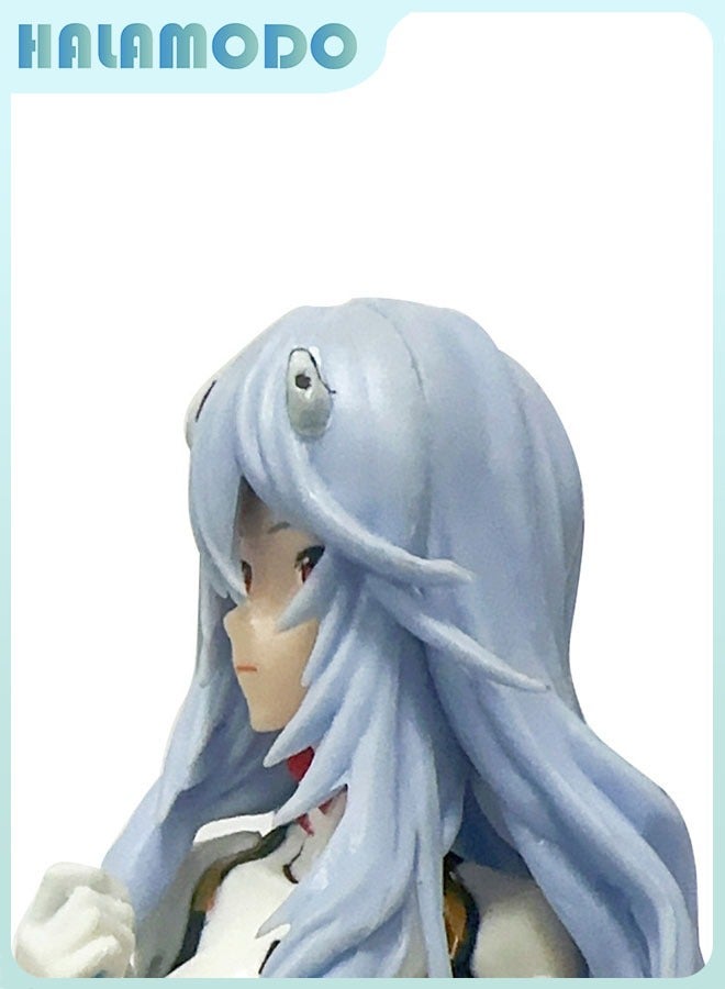 Evangelion Standing in an Elegant Pose with Flowing Long Hair, Battle - Stance Rei Ayanami 22cm Action Figure Desk Decoration Gift