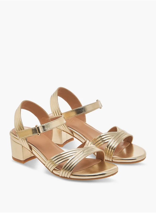 سيليست Girls Strappy Block Heel Sandals with Hook and Loop Closure