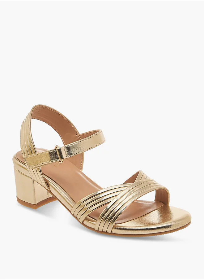 سيليست Girls Strappy Block Heel Sandals with Hook and Loop Closure