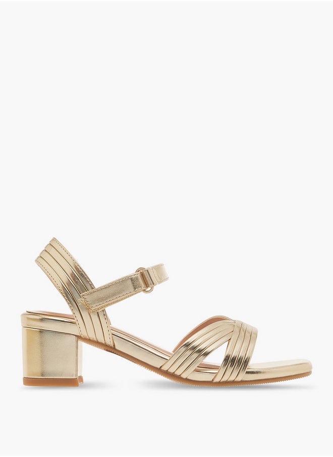 Celeste Girls Strappy Block Heel Sandals with Hook and Loop Closure  - Image 3