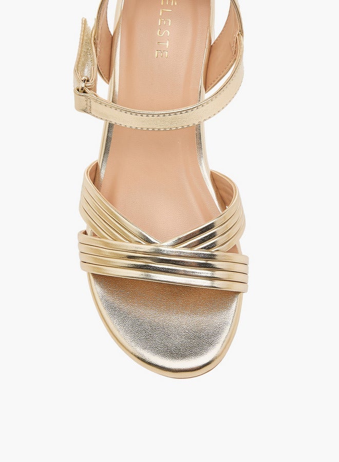 سيليست صنادل بناتي بكعب عريض بأشرطة وإغلاق بشريط لاصق - Image 4