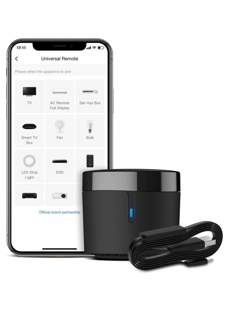 Broadlink RM4mini محور التحكم الذكي مع كابل المستشعر - جهاز إرسال الأشعة تحت الحمراء WiFi لجهاز التحكم عن بعد للتلفاز، وحدة تحكم ذكية للمكيف، يعمل مع أليكسا/جوجل هوم/IFTTT - Image 1