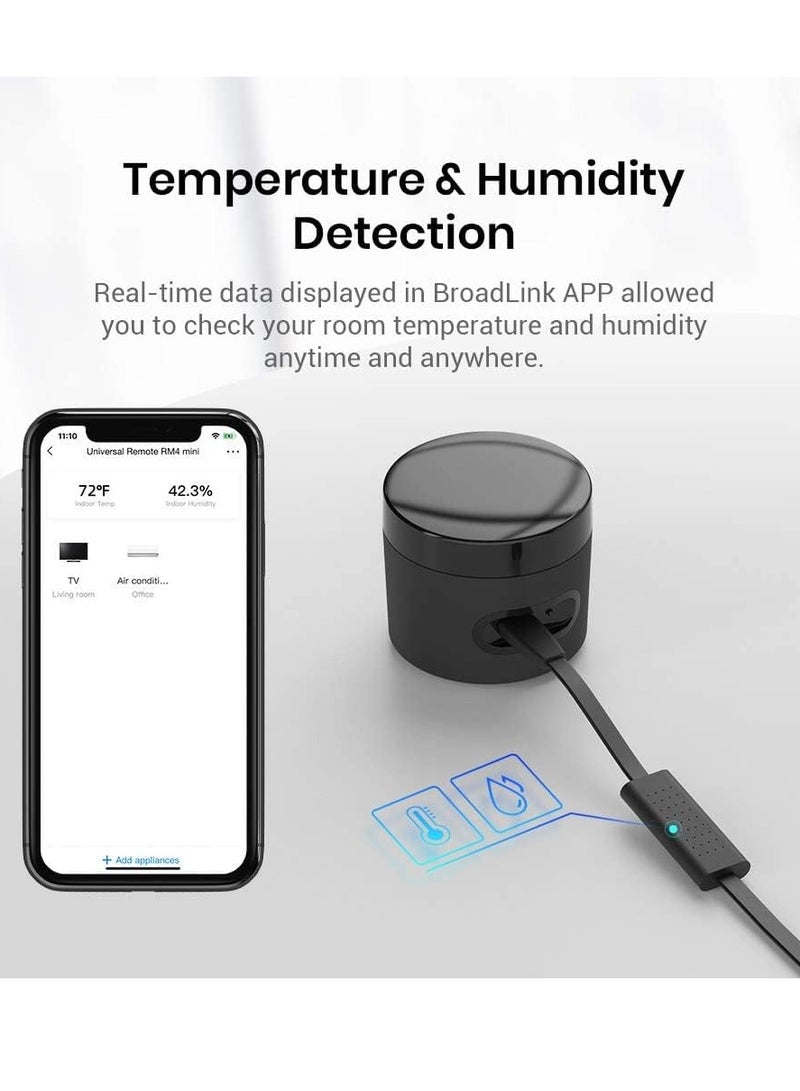 Broadlink RM4mini محور التحكم الذكي مع كابل المستشعر - جهاز إرسال الأشعة تحت الحمراء WiFi لجهاز التحكم عن بعد للتلفاز، وحدة تحكم ذكية للمكيف، يعمل مع أليكسا/جوجل هوم/IFTTT - Image 3