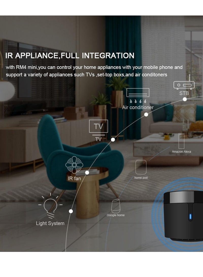 Broadlink RM4mini محور التحكم الذكي مع كابل المستشعر - جهاز إرسال الأشعة تحت الحمراء WiFi لجهاز التحكم عن بعد للتلفاز، وحدة تحكم ذكية للمكيف، يعمل مع أليكسا/جوجل هوم/IFTTT - Image 5