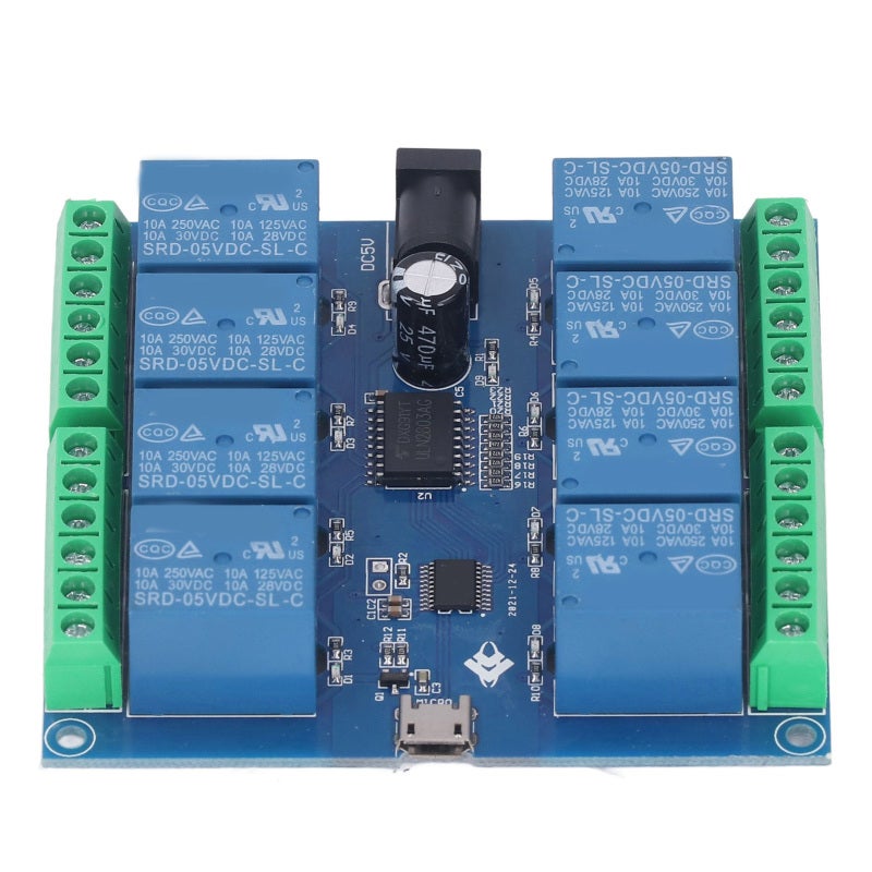 songle 8-Channel USB Relay Module Plug-and-Play No Driver Required - Overcurrent Protection Stable Serial Control for Computer Automation - Image 1