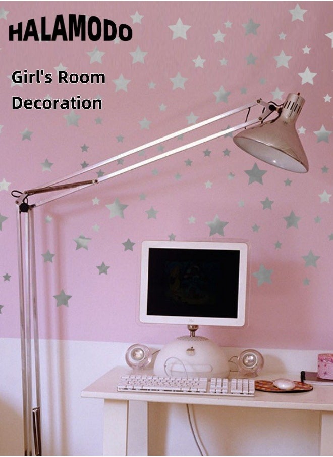 HALAMODO Star Wall Decals Wall Stickers of Silver Star in Mixed Size Self-adhesive Vinyl Wall Stickers Removable Home DIY Art Decor for Kids Baby Girls Boys Bedroom  - Image 4