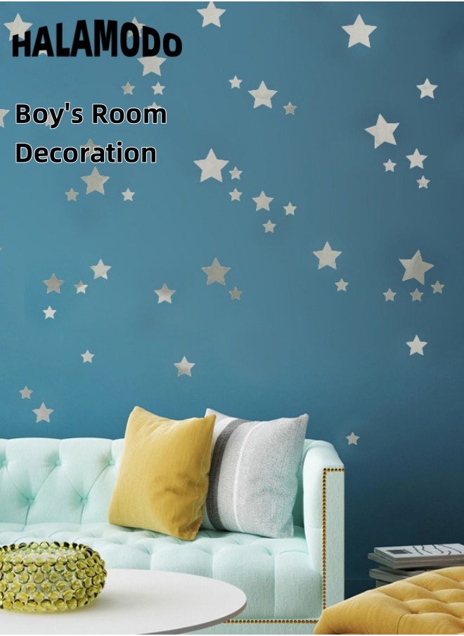HALAMODO Star Wall Decals Wall Stickers of Silver Star in Mixed Size Self-adhesive Vinyl Wall Stickers Removable Home DIY Art Decor for Kids Baby Girls Boys Bedroom  - Image 5