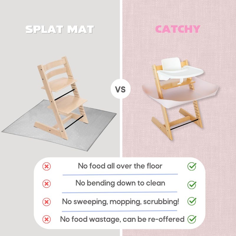 CATCHY -Food Catcher-Compatible with Stokke Tripp Trapp High Chair +11 Other High Chairs-Highchair Sold Separately-Baby & Toddler Food & Mess Catcher-Premium Linen Inspired -Under High Chair Accessory - Image 4