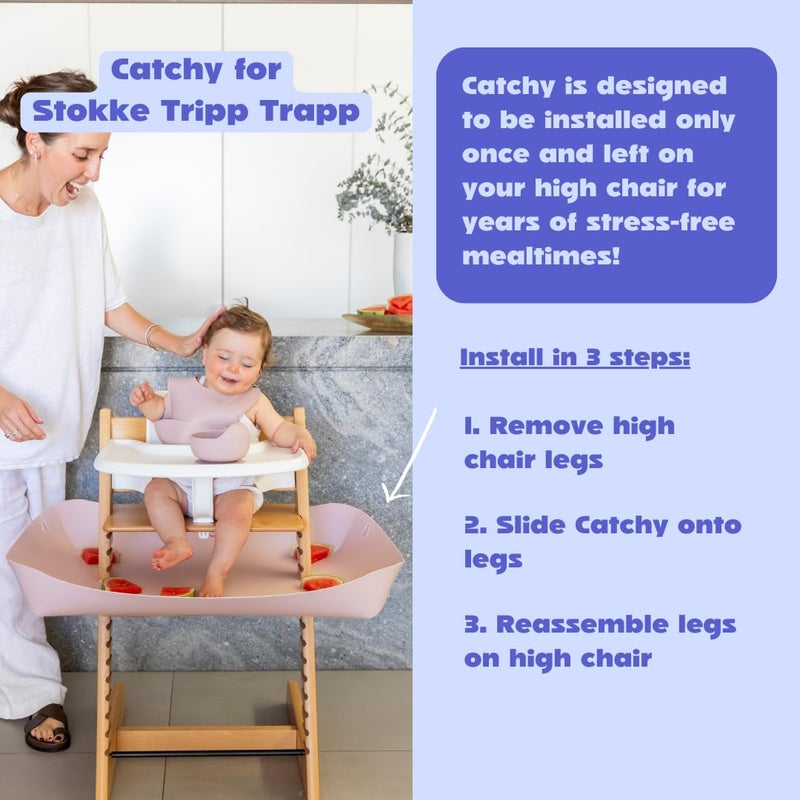 CATCHY -Food Catcher-Compatible with Stokke Tripp Trapp High Chair +11 Other High Chairs-Highchair Sold Separately-Baby & Toddler Food & Mess Catcher-Premium Linen Inspired -Under High Chair Accessory - Image 5