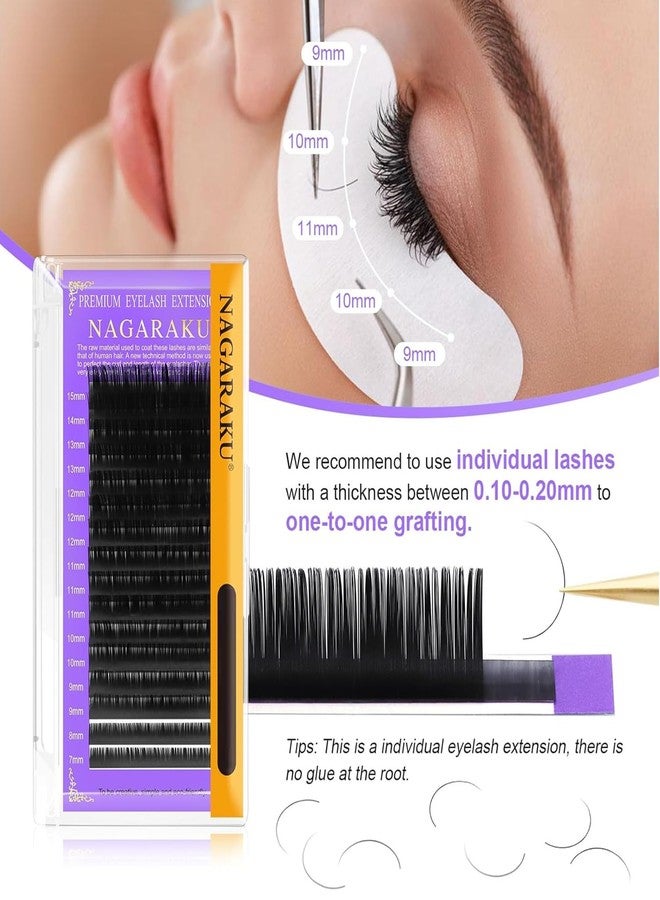 NAGARAKU Matte Black Eyelash Extensions Individual Lashes Synthetics Classic Lashes Thickness 0.12mm 16 rows Matte Tray Soft Natural Lash Extensions (15mm, Curl-C) - Image 4