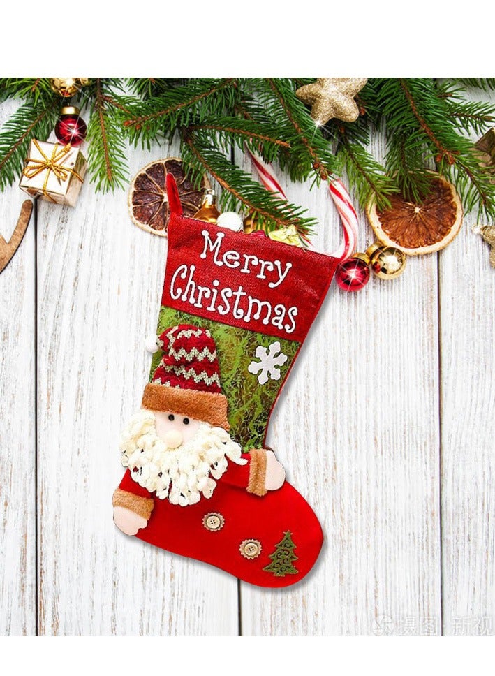 جوارب عيد الميلاد المخصصة، حجم كبير 18" زينة جوارب عيد الميلاد، جوارب سانتا 3D لطيفة، زينة حفلات العطلات هدايا للعائلة والأطفال، ديكور شجرة عيد الميلاد (أحمر 1) - Image 1