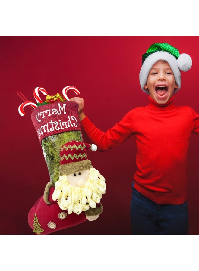 جوارب عيد الميلاد المخصصة، حجم كبير 18" زينة جوارب عيد الميلاد، جوارب سانتا 3D لطيفة، زينة حفلات العطلات هدايا للعائلة والأطفال، ديكور شجرة عيد الميلاد (أحمر 1) - Image 5