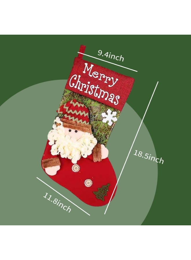 جوارب عيد الميلاد المخصصة، حجم كبير 18" زينة جوارب عيد الميلاد، جوارب سانتا 3D لطيفة، زينة حفلات العطلات هدايا للعائلة والأطفال، ديكور شجرة عيد الميلاد (أحمر 1) - Image 3