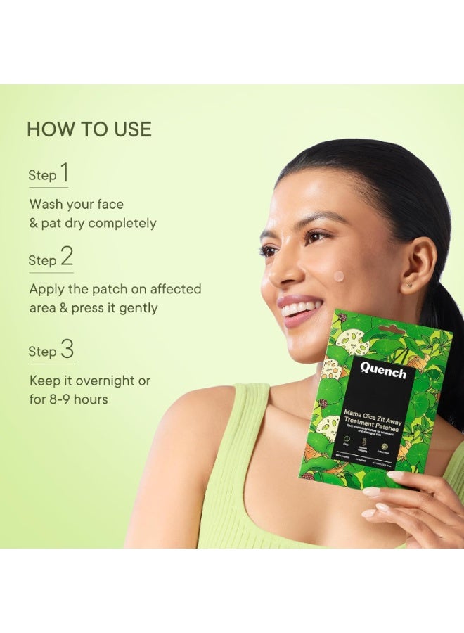 كوينش لاصقات "Quench Zit Away" لعلاج حب الشباب والبثور للوجه | 24 لاصقة هيدروكولويد غنية بحمض الساليسيليك ومستخلص عشبة "سيكا" المرمم | تعمل على تقليص حجم البثور بين عشية وضحاها | علاج لحب الشباب - 24 لاصقة - Image 2