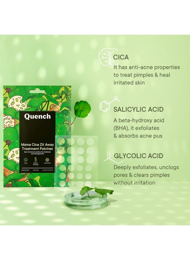 كوينش لاصقات "Quench Zit Away" لعلاج حب الشباب والبثور للوجه | 24 لاصقة هيدروكولويد غنية بحمض الساليسيليك ومستخلص عشبة "سيكا" المرمم | تعمل على تقليص حجم البثور بين عشية وضحاها | علاج لحب الشباب - 24 لاصقة - Image 3