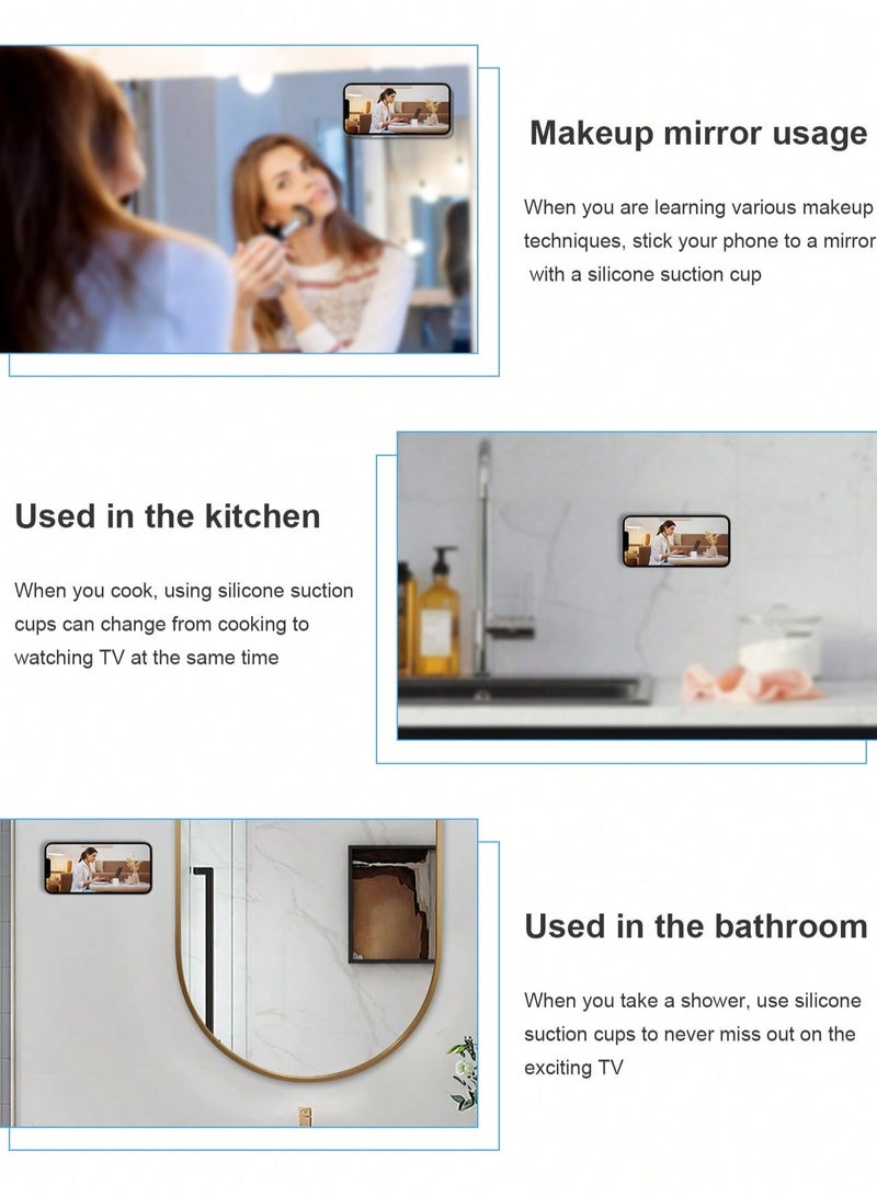 Digipace 2pcs Silicone Suction Cup Phone Holder, Strong Suction Cups, Suitable for Bathroom, Mirror, Hands-free, Selfie, Video - Image 2