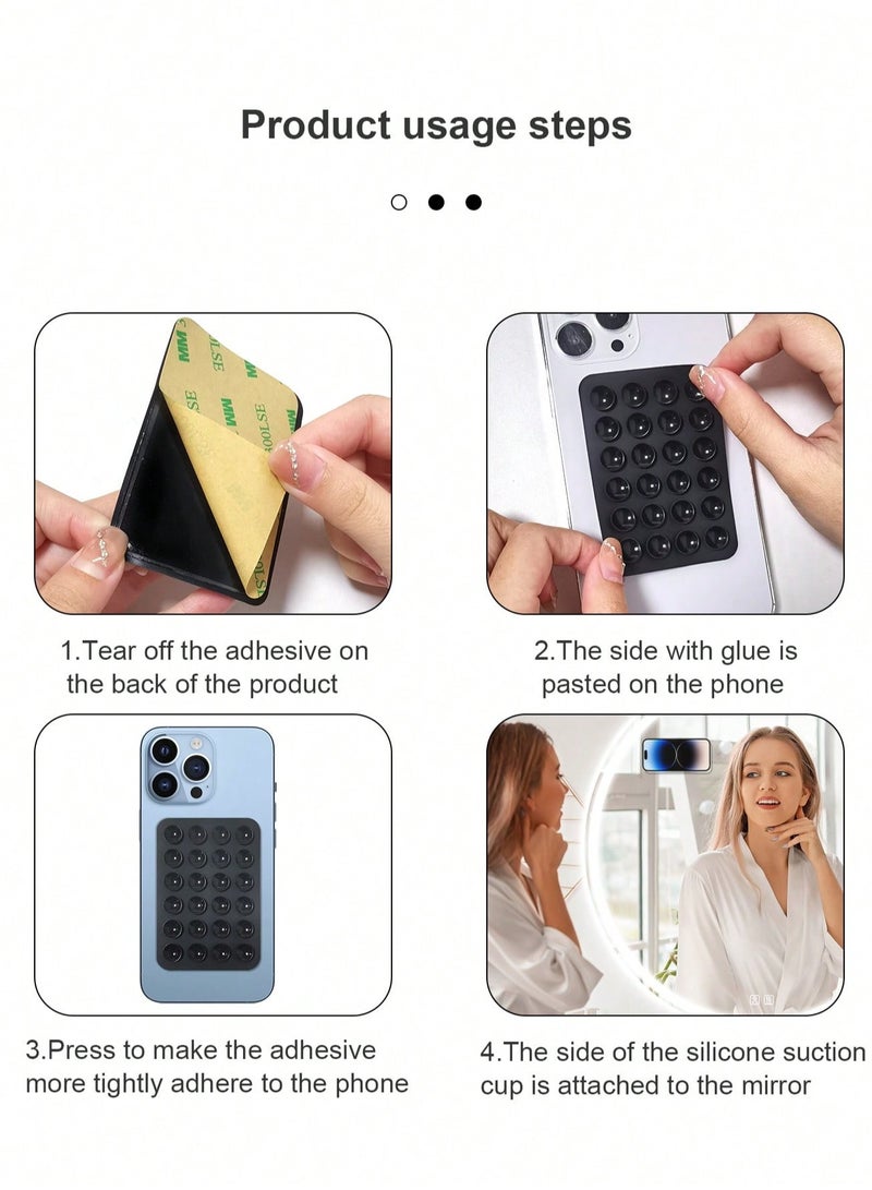 Digipace 2pcs Silicone Suction Cup Phone Holder, Strong Suction Cups, Suitable for Bathroom, Mirror, Hands-free, Selfie, Video - Image 3