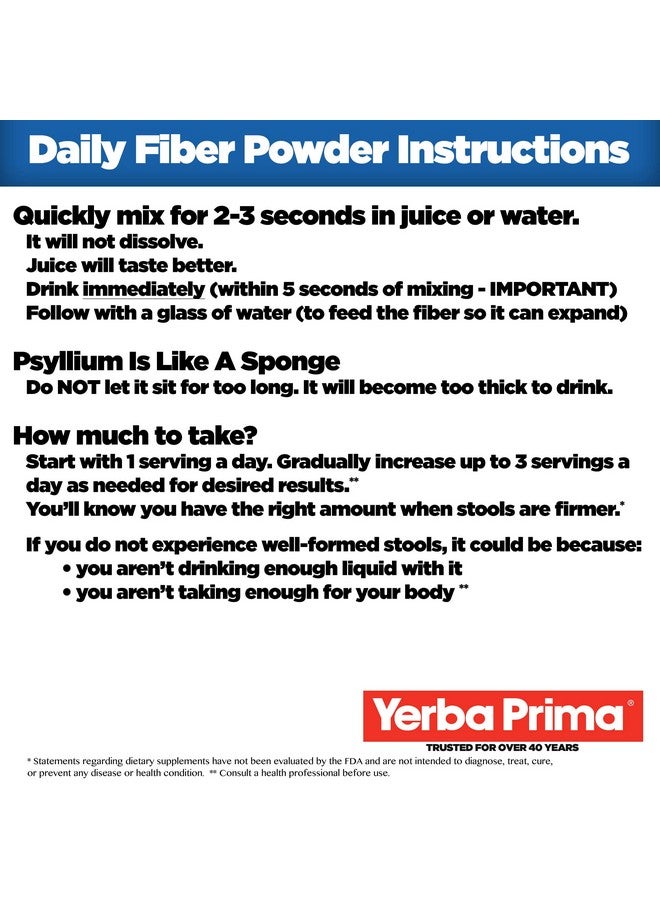 Yerba Prima Daily Fiber Formula 20 Oz Powder (Pack Of 2) Unflavored Concentrated Blend Of Soluble/Insoluble Psyllium Seed Husks Acacia Gum Apple Fiber Supplement Regularity Colon Cleanser - Image 4