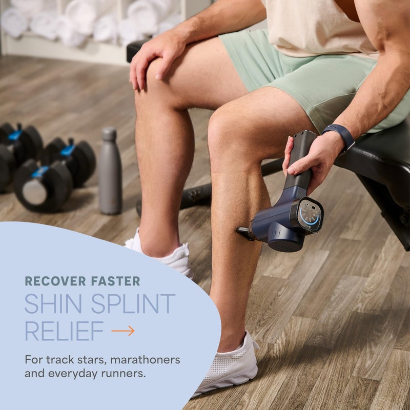 LifePro Sonic Handheld Percussion Massage Gun - Deep Tissue Massager for Sore Muscle and Stiffness - Quiet, 5 Speed High-Intensity Vibration - Quick Rechargeable Device - Includes 8 Massage Heads (Blue) - Image 3