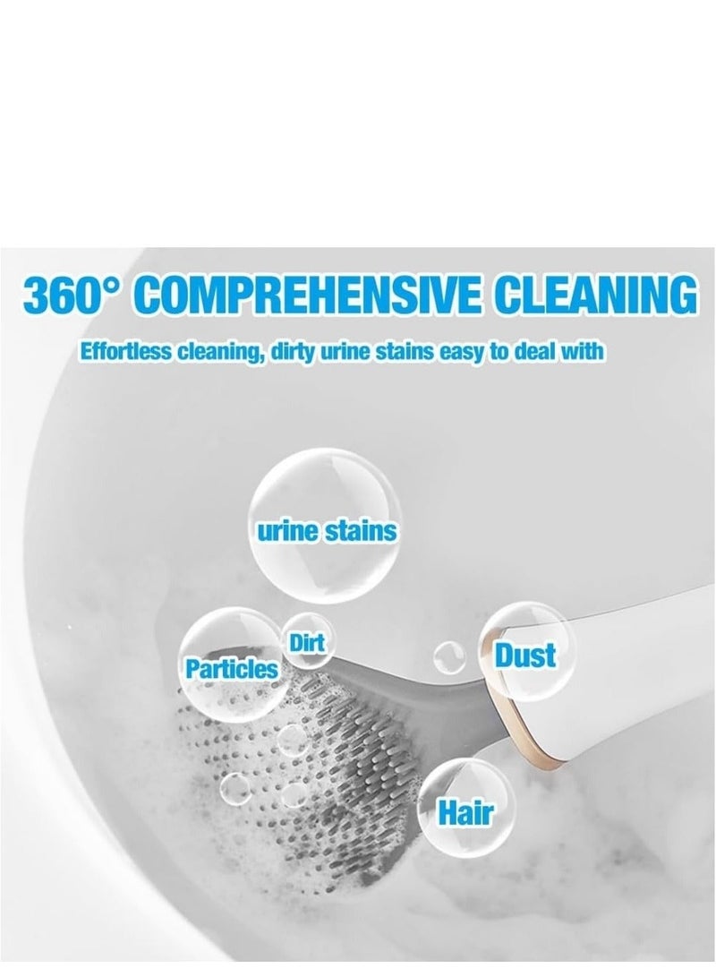 فرشاة المرحاض المصنوعة من السيليكون، مثبتة على الحائط، ذاتية اللصق، مقبض طويل، تنظيف الفجوات، إغلاق تلقائي - Image 3