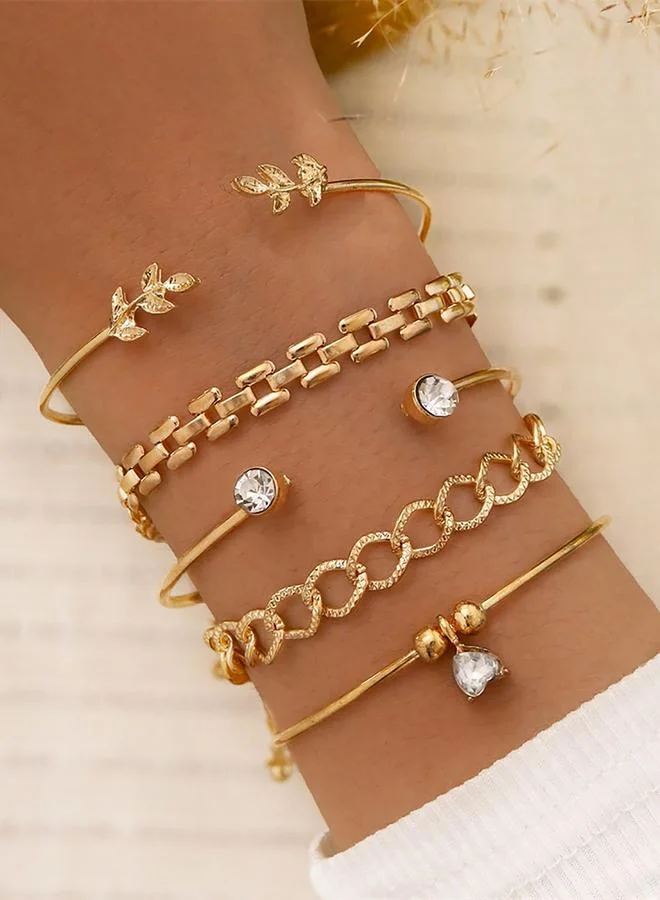 Take Two Take Two Set of 5 - Assorted Leaf Decor Bracelet