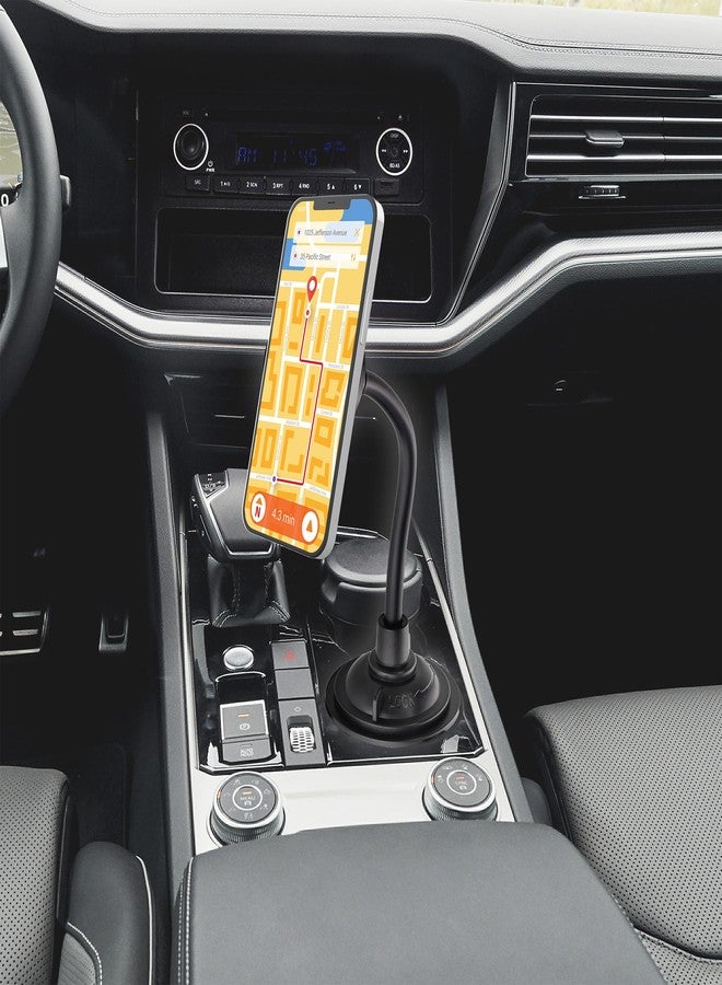 Armor All Magnetic Phone Mount for Car, Cupholder Phone Holder for MagSafe Phones, iPhones, Adjustable Gooseneck Design, Includes Universal Magnet Ring for Samsung, Non-Magnetic Phones, & Cases - Image 3