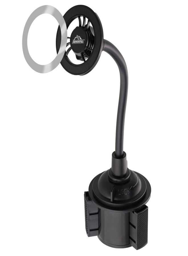 Armor All Magnetic Phone Mount for Car, Cupholder Phone Holder for MagSafe Phones, iPhones, Adjustable Gooseneck Design, Includes Universal Magnet Ring for Samsung, Non-Magnetic Phones, & Cases - Image 4