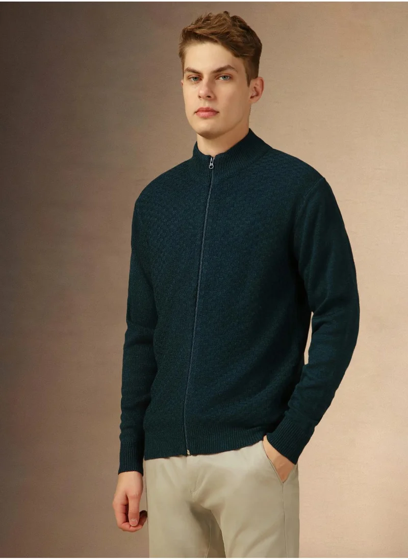 Dennis Lingo Men's Teal 100% Acrylic Solid Regular Fit Sweater