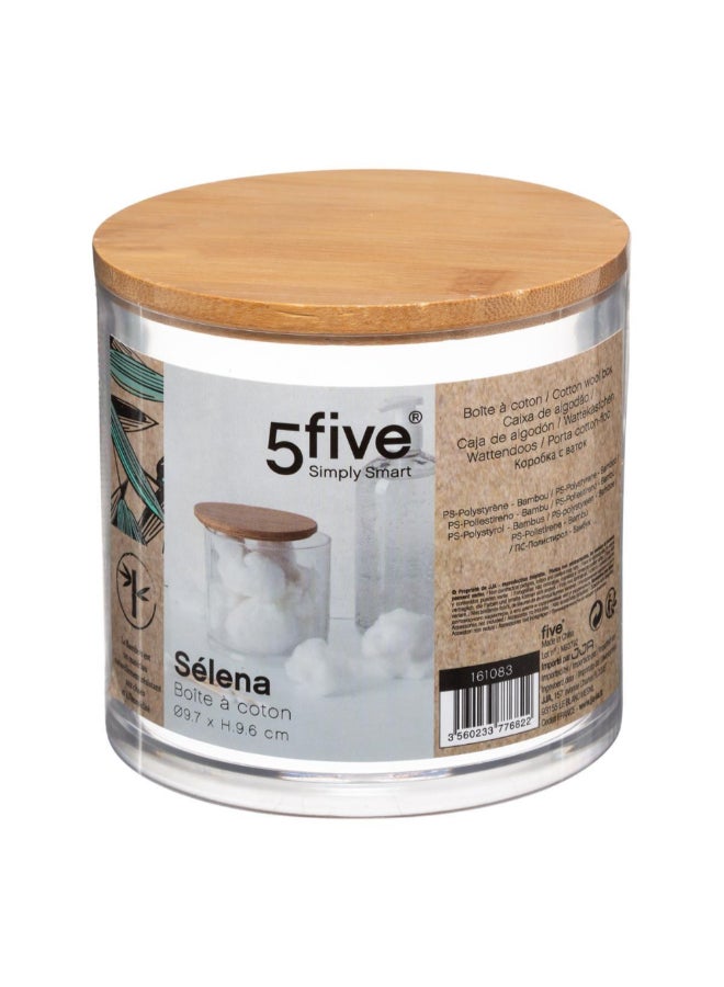 Five Simply Smart Selena Elegant Design Round Cotton Box Clear and Brown 9.6 x 9.7 x 9.7 cm 161083 - Image 3