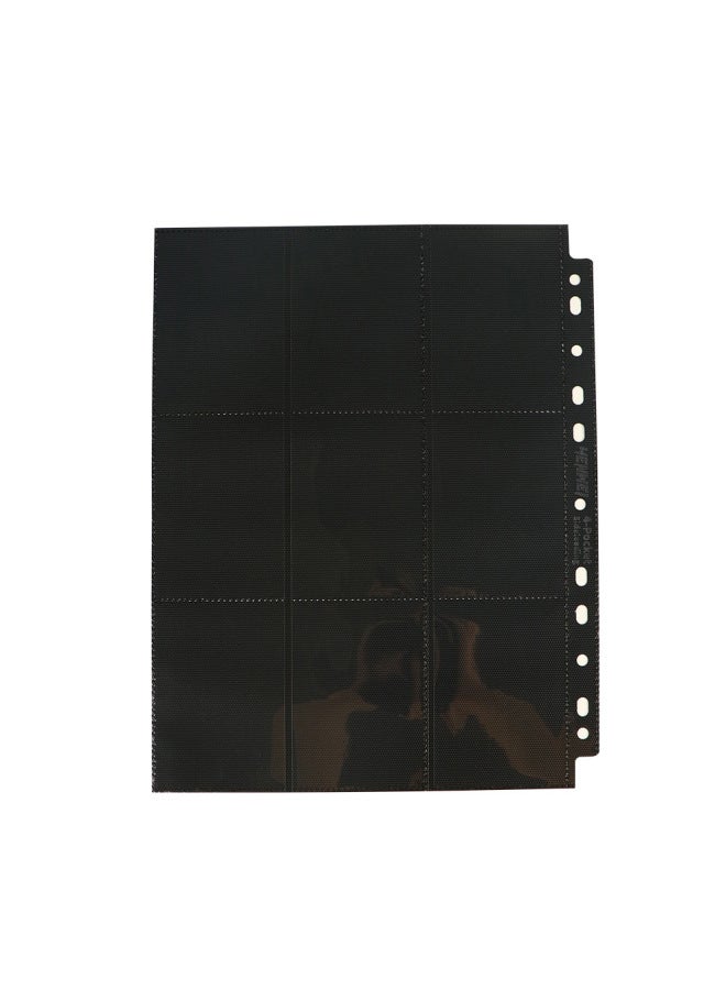 Generic Nine-square Card Book Loose-leaf Replacement Core 3-inch 9-square Star Card Storage Book Nine-square 3-layer Side Card Book Inner Page Card Page-Color:Black 50pcs/pack-Specifications:239*300mm Side Insert - Image 1