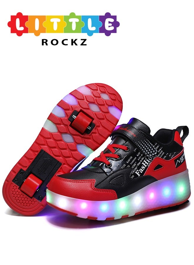 LITTLE ROCKZ LED Flash Light Fashion Shiny Sneaker Skate Heelys Shoes With Wheels And Lightning Sole - Image 1