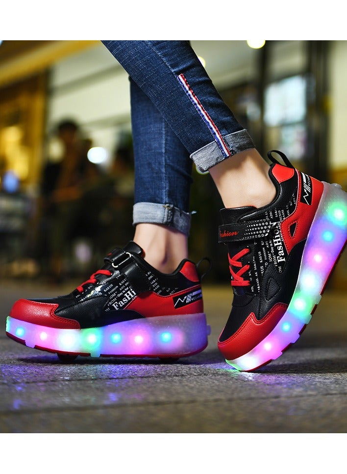 LITTLE ROCKZ LED Flash Light Fashion Shiny Sneaker Skate Heelys Shoes With Wheels And Lightning Sole - Image 2