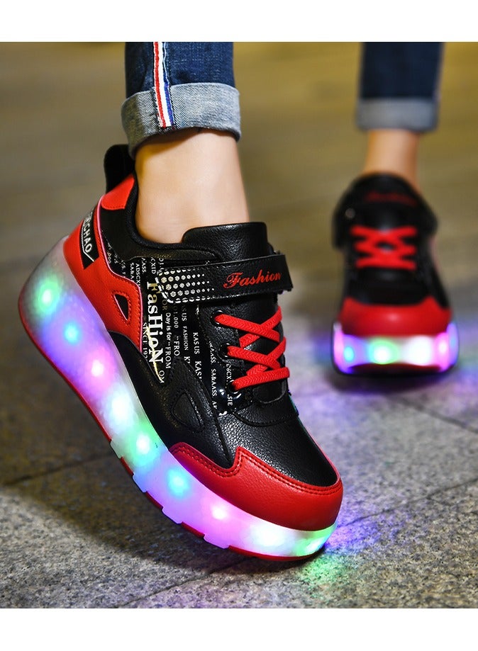 LITTLE ROCKZ LED Flash Light Fashion Shiny Sneaker Skate Heelys Shoes With Wheels And Lightning Sole - Image 3