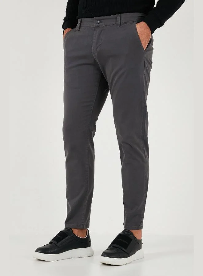 بوراتي Buratti Stretch Cotton Slim Fit Regular Waist Straight Leg Trousers Men's PANTS 674003